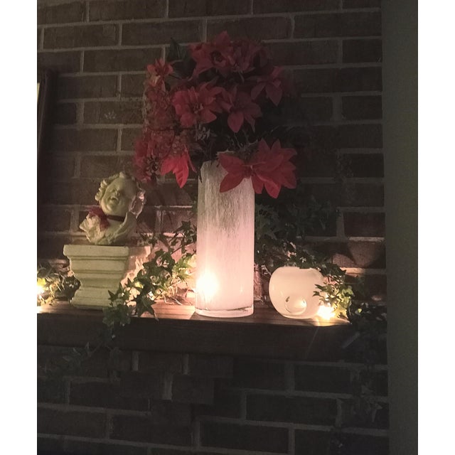 Tall White Hand Blown Art Glass Vase For Sale - Image 6 of 8