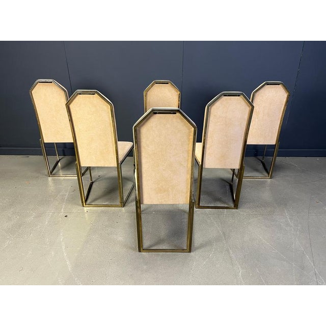 Vintage Brass Dining Chairs from Belgochrom, 1970s, Set of 6 For Sale - Image 11 of 13