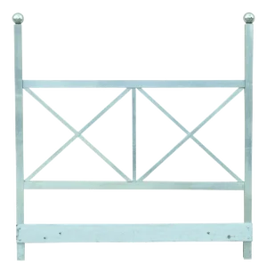 Mid Century Modern Aluminum Metal Finial Post X-Frame Queen Size Bed Headboard