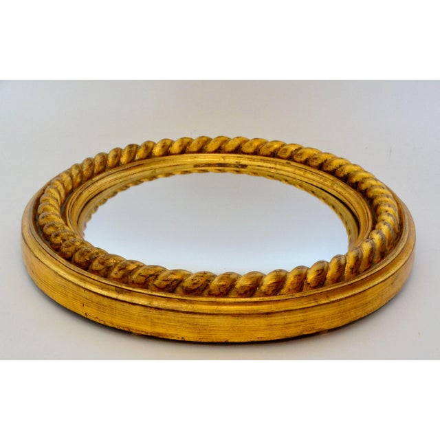 Large Giltwood Convex Mirror Twisted Rope Design 18.25" For Sale - Image 11 of 12