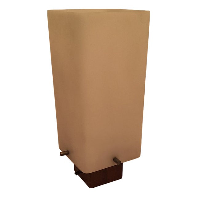 Teak Table Lamp with Acrylic Glass Lampshade, 1960s For Sale