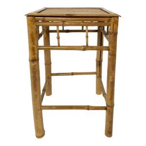 Vintage Scorched Bamboo Plant Stand or Side Table