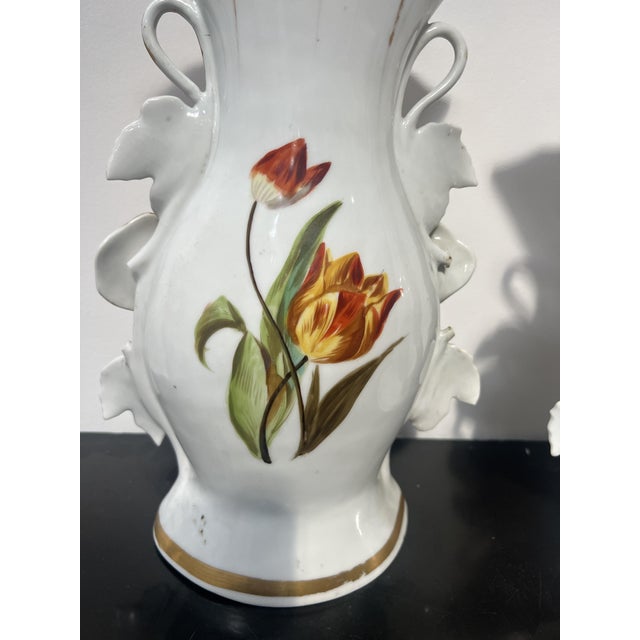 20th Century Porcelain Vases with Romantic Decoration, Set of 2 For Sale - Image 9 of 17