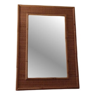Bamboo and Cane Mirror attributed to Dal Vera, 1970s For Sale