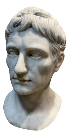 Augustus Emperor Head in Carrara White Marble