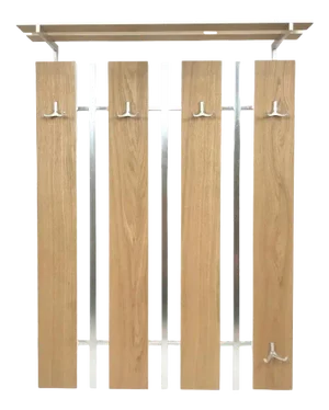 Mid-Century Oak Wall Coat Rack, 1970s