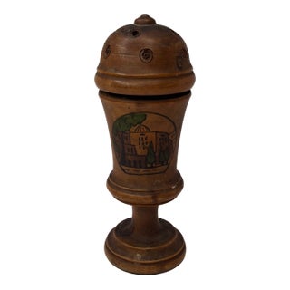 Antique Bezalel Jerusalem Olive Wood Spice Box Besamim Holder 1920s Palestine Era For Sale