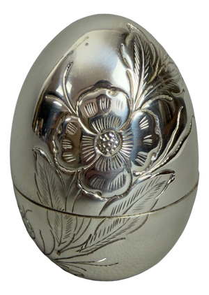 800 Silver Egg Engraved Jewelry Container