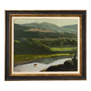 Geoffrey Lewis 'River Crossing' Landscape Painting