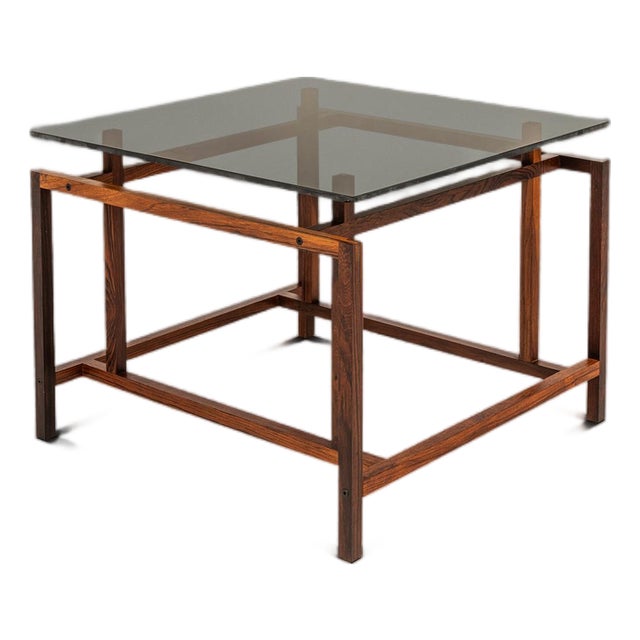 Rare Mid-Century Danish Modern Rosewood & Smoked Glass End Table by Henning Nørgaard for Komfort of Denmark, C. 1960's For Sale