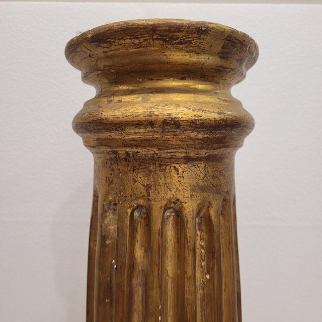 Gold Column Altarpiece Fragment in Carved and Gilded Wood, 19th Century For Sale - Image 8 of 15