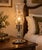 American Vintage Patinated Silver Etched-Glass Hurricane Lamps - a Pair For Sale - Image 3 of 7