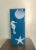Modern Nautical Blue and White Tall Rectangular Ceramic Vase With Shell and Seahorse Design For Sale - Image 3 of 3