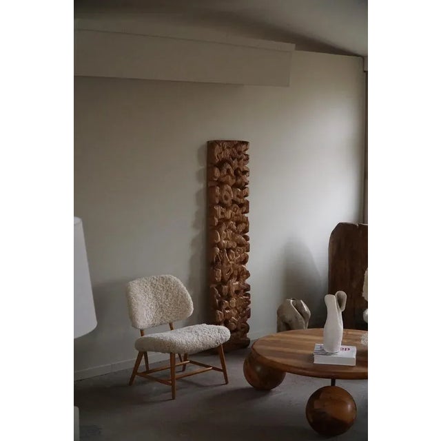 A fine unique wooden sculptural wall decoration. Hand Carved motifs, made by a Danish Cabinetmaker in the 1970s. Nice...