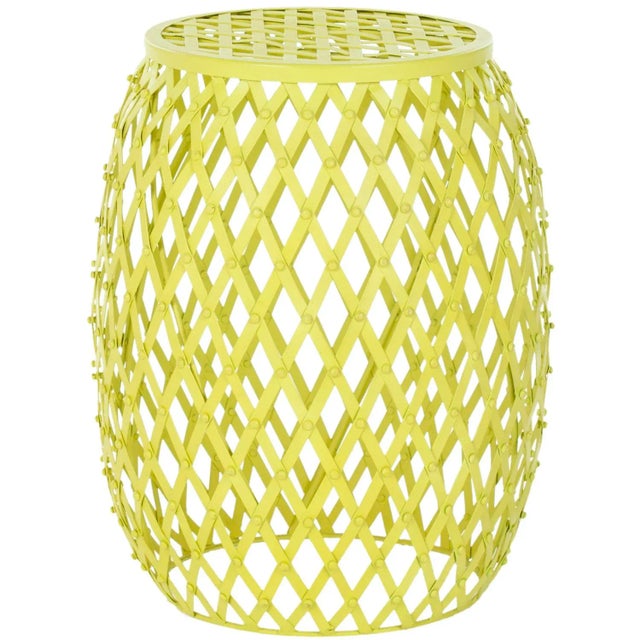 Iron Strips Welded Stool in Yellow For Sale - Image 4 of 4