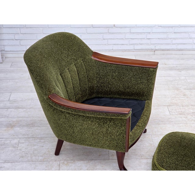 Norwegian Armchair in Green Furniture Fabric and Teak Wood, 1970s For Sale - Image 15 of 18