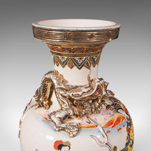 Pair of Antique Satsuma Vases, Japanese, Ceramic Baluster, Meiji, Late Victorian For Sale - Image 11 of 12