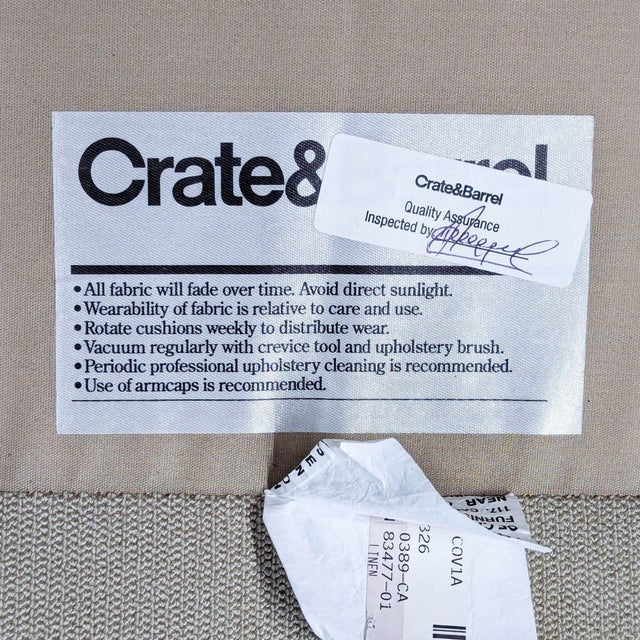 Cream Crate & Barrel Lounge Chair With Ottoman – Modern Cream Upholstery For Sale - Image 8 of 9