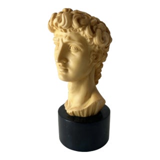 Mid Century Petite Bust of Michelangelo’s David-Signed For Sale