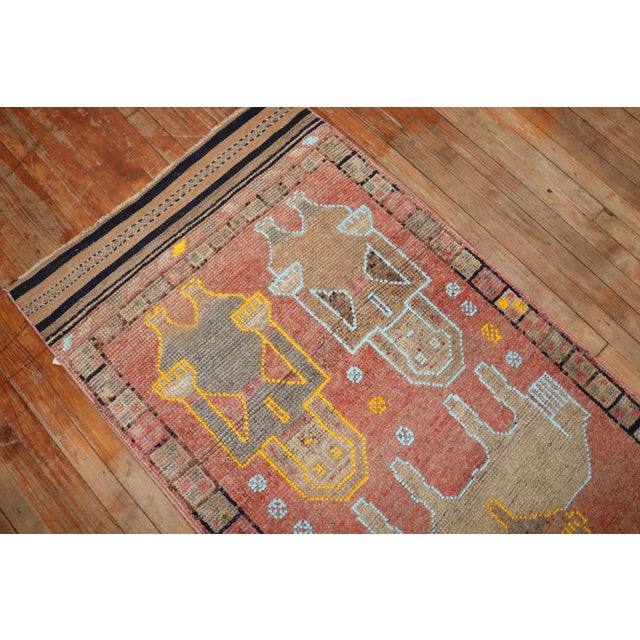 Mid 20th Century Vintage Turkish Pictorial Anatolian Runner - 3' x 10'11" For Sale - Image 5 of 10