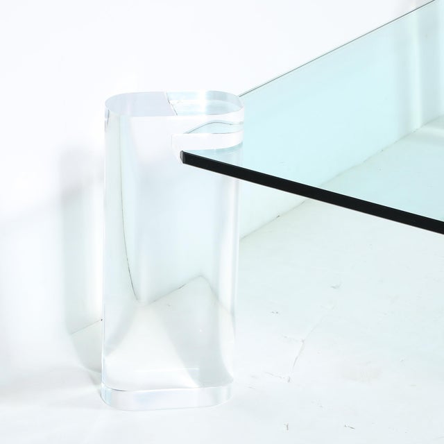 Mid-Century Lucite Bullet-Form Supports & Glass Coffee Table by Karl Springer For Sale - Image 10 of 10