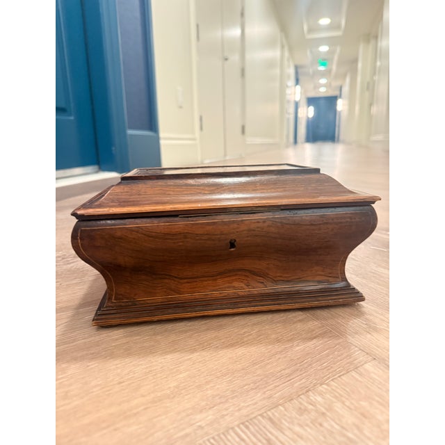 Early 20th Century 19th Century French Traditional Walnut Tea Caddy With Mirror Lid & Divided Interior For Sale - Image 5 of 5