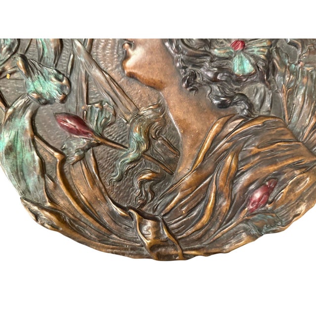 Brown Signed A. Mucha Art Nouveau Floral Relief Wall Plaque, Early 20th Century. For Sale - Image 8 of 13