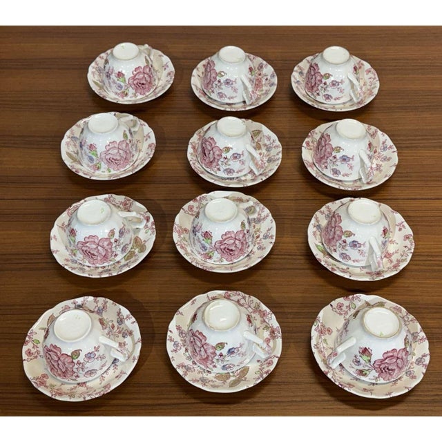 Rose Chintz Pattern Coffee and Tea Service for Twelve People in English Porcelain from Johnson Bros, Set of 12 For Sale - Image 3 of 8
