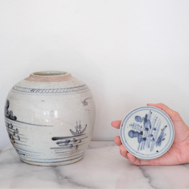 Ceramic Antique Scenic Hand-Painted Chinese Ginger Jar For Sale - Image 7 of 8