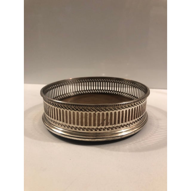 Silver 1950s English Pierced Silverplate and Wood Wine Coaster For Sale - Image 8 of 8