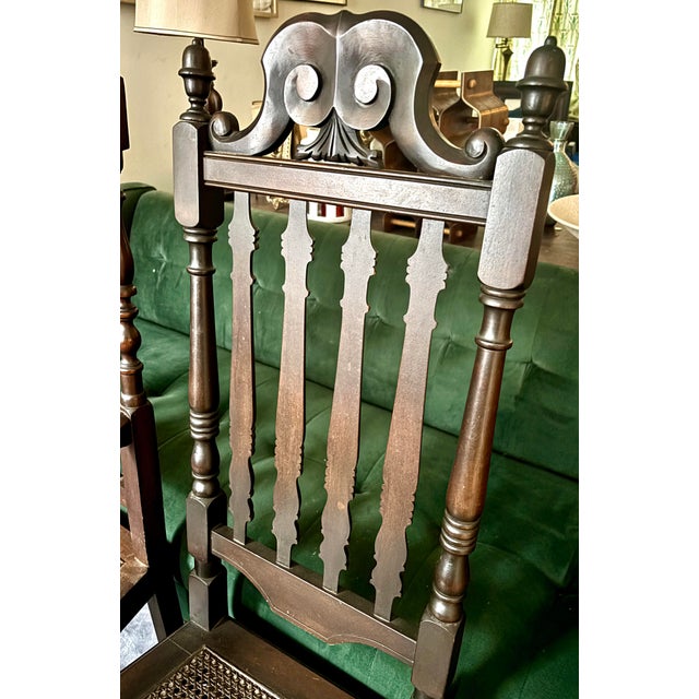 Set of j.b Van Sciver Jacobean Revival Dining Chairs, Professionally Re-Caned, C. 1920s For Sale - Image 9 of 12