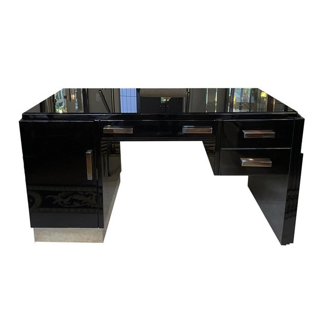 Vintage Art Deco Desk in Black, 1930 For Sale - Image 12 of 12