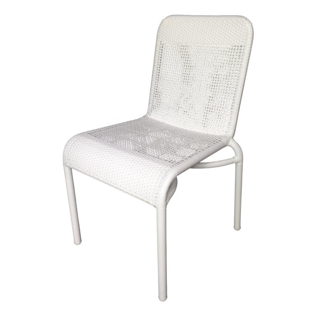 French Outdoor Chair in Woven Resin by Henri Paris For Sale