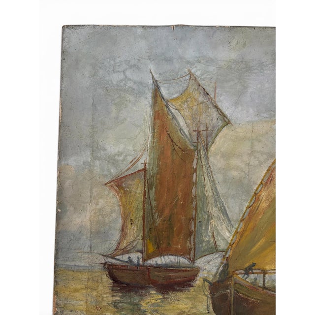 Early 19th Century Original 19th Century French Impressionist Moody Maritime Seascape – Oil on Canvas For Sale - Image 5 of 15