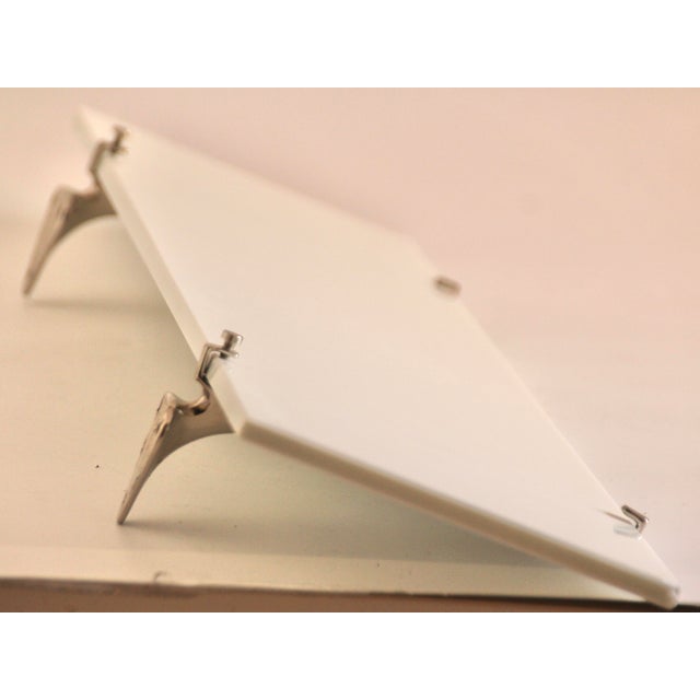 Bauhaus German Bathroom Shelf in White Glass with 2 Nickel-Plated Brackets, 1920s For Sale - Image 3 of 8