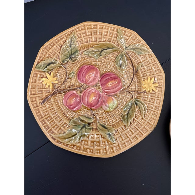 Ceramic Antique German Majolica Fruit Plates- Set of 5 For Sale - Image 7 of 11
