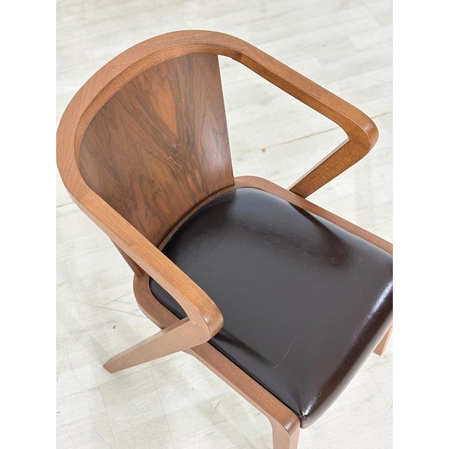 Vintage Armchair in Leatherette and Wood For Sale - Image 4 of 9