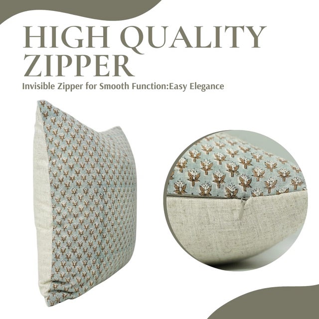 Art Deco Fabdivine Artisan Block Print Throw Pillow Cover 14x36 Inch Viscose Linen-Mogra For Sale - Image 3 of 5