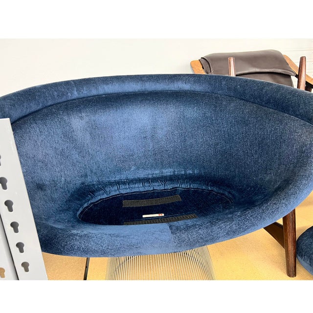 Warren Platner Lounge Chairs in Sapphire Velvet, a Pair For Sale - Image 12 of 12