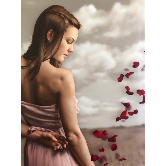 Early 21st Century Duality by Beth Sistrunk | Oil on two translucent acrylic panels Two women in a field with petals. For Sale - Image 5 of 5