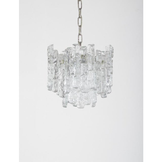 Ice Glass Chandelier attributed to Kalmar Franken KG, 1960s For Sale - Image 9 of 9