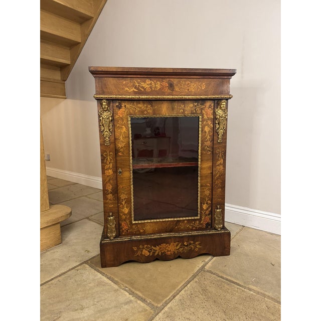 Antique Victorian Walnut Marquetry Inlaid Pier Cabinet, 1860 For Sale - Image 11 of 13