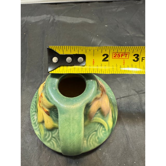 Green Vintage Roseville Pottery Zephyr Lily Single Candle Holder 1162-2 Evergreen MCM For Sale - Image 8 of 10