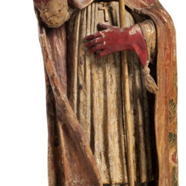 Holy Bishop Sculpture, 18th Century For Sale - Image 3 of 6