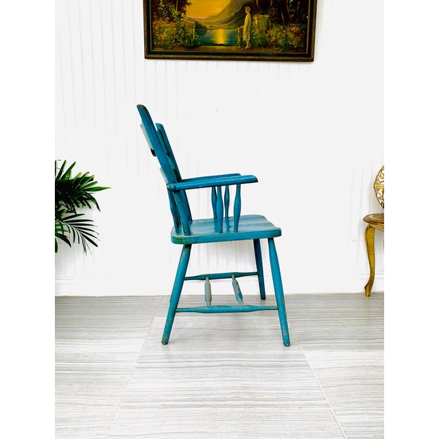 Vintage Folk Art Painted Pennsylvania Dutch Wood Armchair Chairish