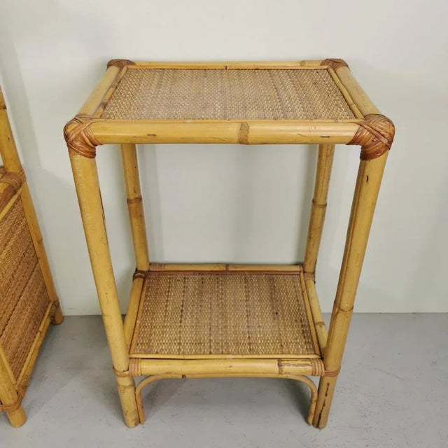 Vintage Console Entrance Furniture and High Bamboo Tables by Vimini, 1970s, Set of 3 For Sale - Image 9 of 10