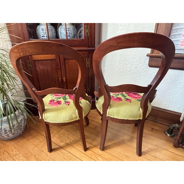 19th Century Victorian Mahogany Balloon Back Parlor Side Chairs - A Pair For Sale - Image 9 of 12