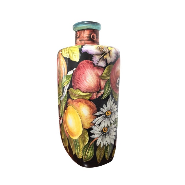 Italian Hand-Painted Tuscan-Style Ceramic Vase / Decorative Bottle This is a beautiful Italian hand-painted Housewares...