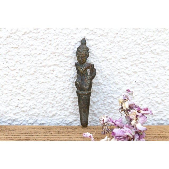 Metal Apothecary Southeast Asian Bronze Figural Finial For Sale - Image 7 of 7