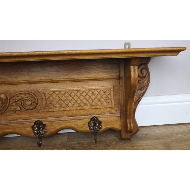 Vintage French Coat Rack in Oak For Sale - Image 4 of 9